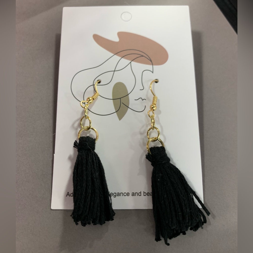 NWT Black Tassel Earrings